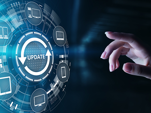 Update System Upgrade Software version technology concept on virtual screen.